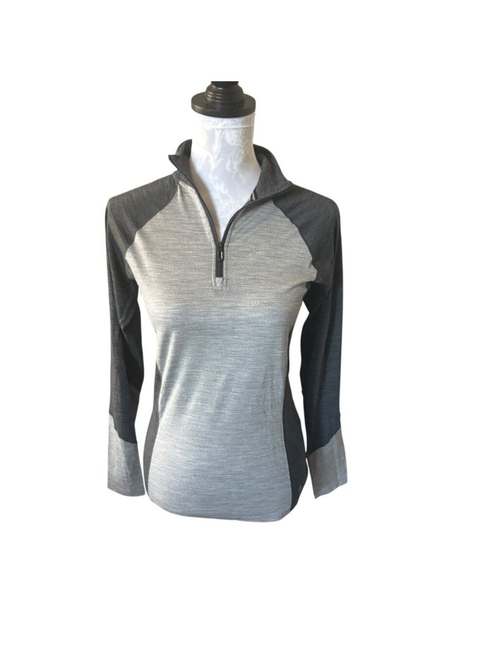 Smartwool Womens 1/4 Zip Merino 150 Wool Base Layer Top Gray Small